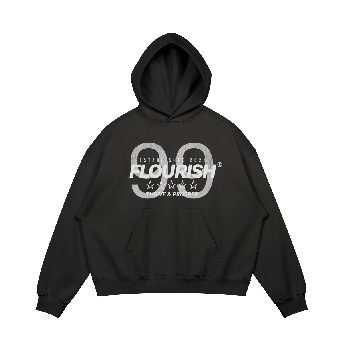 FLOURISH "STAR 99" BOXY HOODIE - ASH BLACK