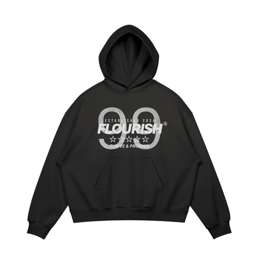 FLOURISH "STAR 99" BOXY HOODIE - ASH BLACK