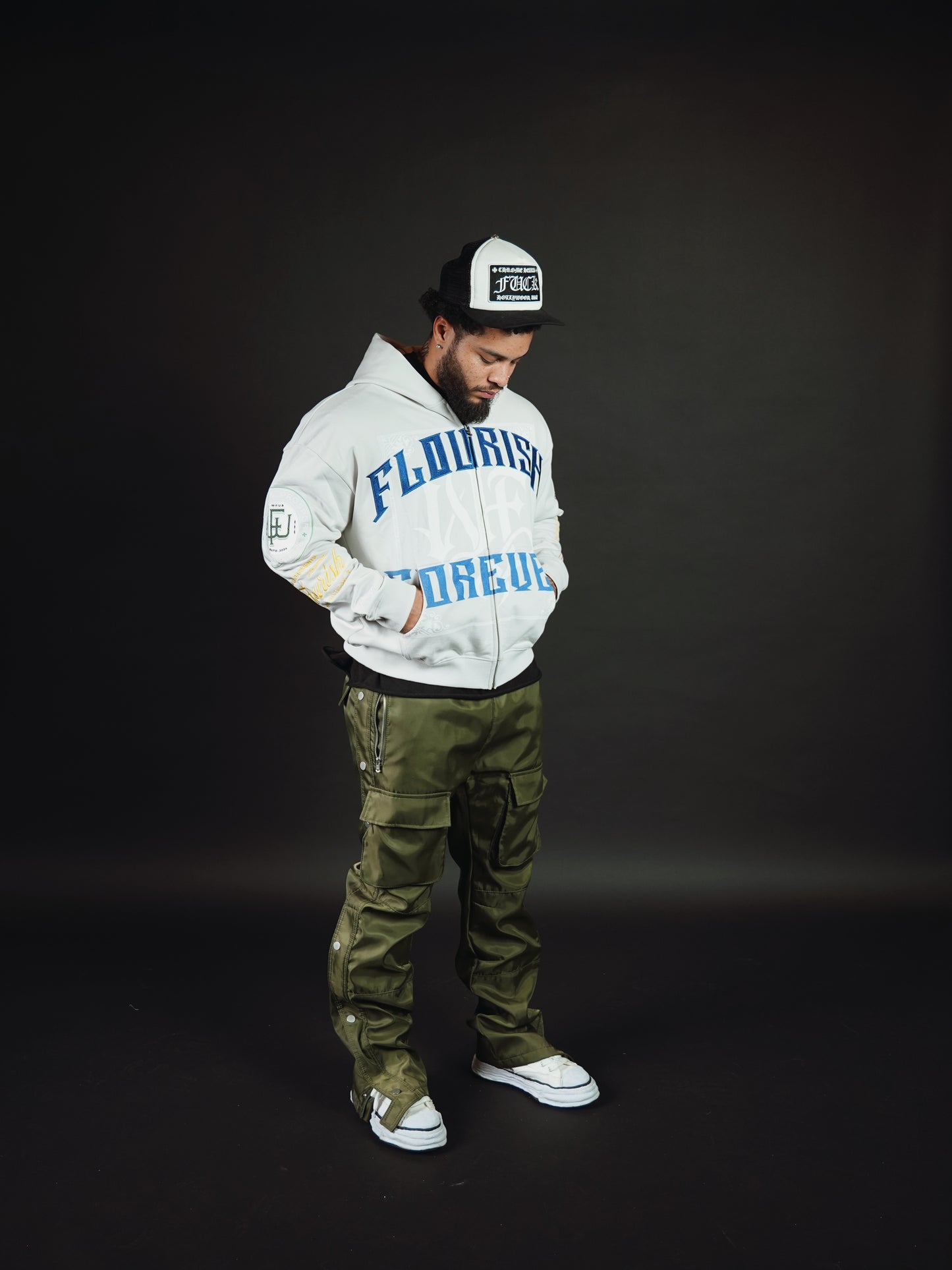 FLOURISH "FLOURISH FOREVER" ZIP HOODIE - STONE