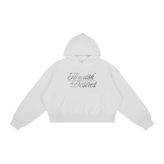 FLOURISH "FLOURISH DESIRES" BOXY HOODIE - PAPE WHITE