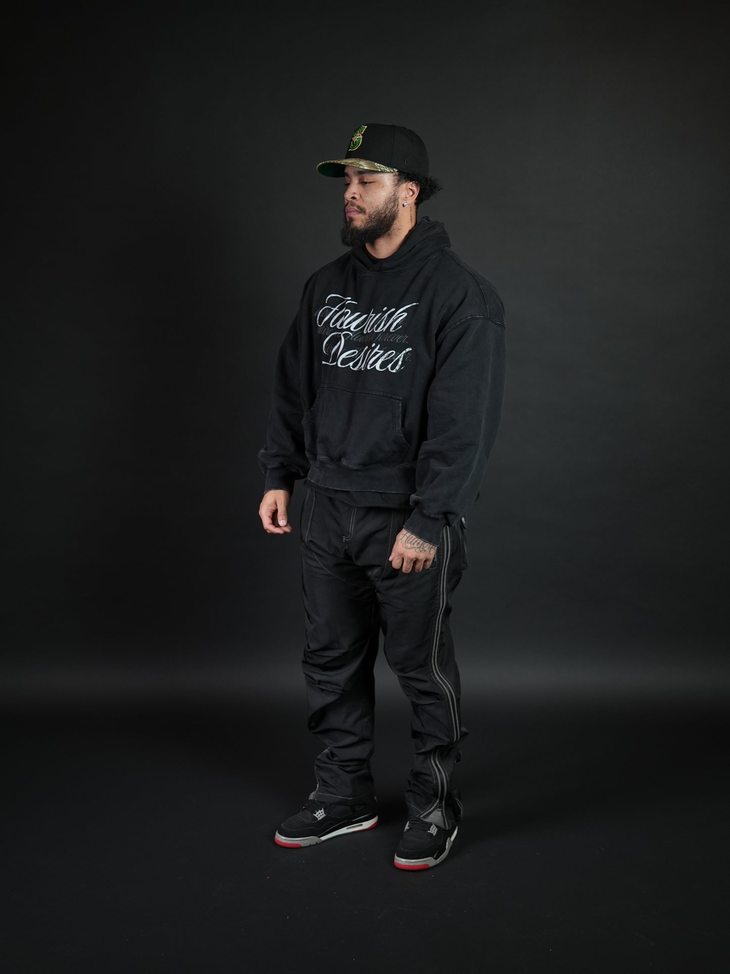 FLOURISH "FLOURISH DESIRES" BOXY HOODIE - ASH BLACK
