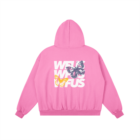 FLOURISH "BLOOMFLY" BOXY HOODIE - BUBBLEGUM PINK